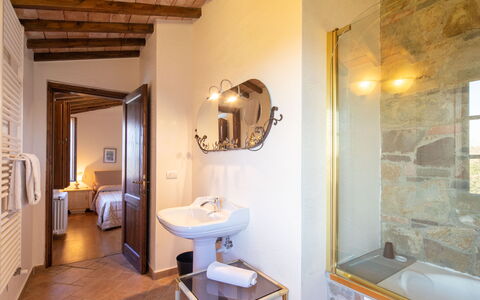 Grezzano Villa: Mirror, Sink, Property, Tap, Plumbing Fixture, Bathroom, Lighting, Interior Design, Wood, Bathroom Sink