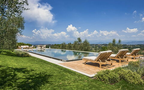 Villa Di Corazzano: Cloud, Sky, Water, Daytime, Plant, Natural Landscape, Outdoor Furniture, Shade, Land Lot, Tree