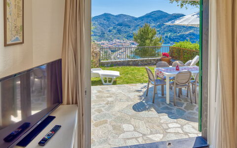 Marlà - Levanto: Furniture, Property, Window, Table, Building, Azure, Blue, Wood, Sky, Interior Design