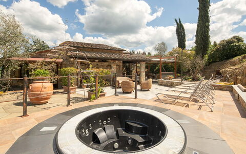 Valdambra Villa: Garden, Backyard, Flagstone, Landscaping, Water Feature, Courtyard, Outdoor Structure, Design, Patio, Yard