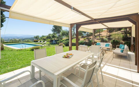 Villa Lastra: Table, Furniture, Property, Plant, Chair, Shade, Outdoor Furniture, Swimming Pool, Interior Design, Water