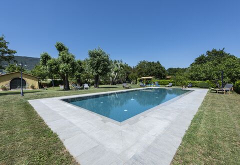 Villa Chio: Water, Sky, Swimming Pool, Plant, Tree, Shade, Body Of Water, Rectangle, Building, Residential Area
