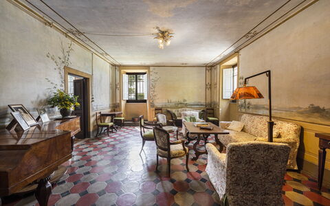 Villa Vigliano: Furniture, Property, Picture Frame, Building, Couch, Wood, Plant, Table, Living Room, Interior Design