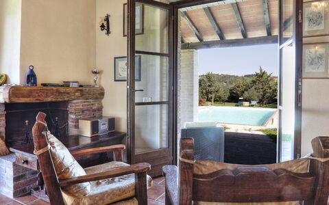 Villa Le Selvole: Furniture, Property, Table, Building, Chair, Wood, Interior Design, Architecture, Living Room, Shade