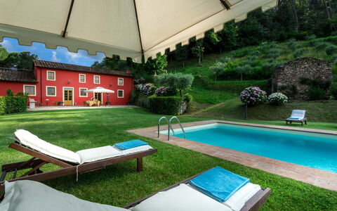 Villa Guamo: Plant, Water, Property, Furniture, Building, Green, Nature, Shade, Outdoor Furniture, Swimming Pool