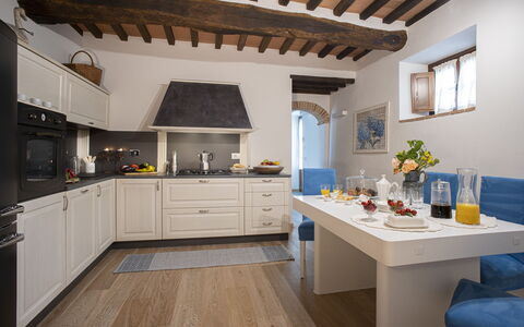 Villa Pianora: Cabinetry, Countertop, Furniture, Property, Kitchen, Wood, Kitchen Stove, Interior Design, Architecture, Building