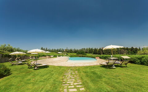 Sole Del Chianti: Sky, Plant, Water, Property, Azure, Tree, Natural Landscape, Land Lot, Outdoor Furniture, Swimming Pool