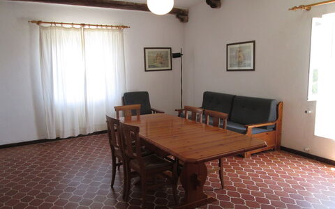 Giannella Holiday Apartment: Furniture, Table, Window, Building, Wood, Hall, Floor, Flooring, Curtain, Real Estate