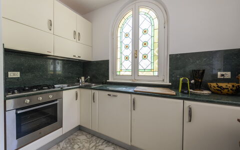 La Villetta: Cabinetry, Countertop, Kitchen Sink, Tap, Kitchen Stove, Window, Kitchen, Lighting, Sink, Interior Design