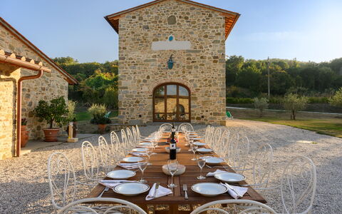 Villa Campestri: Sky, Plant, Property, Table, Building, Chair, Architecture, Tree, House, Landscape
