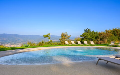 Villa Campestri: Water, Sky, Plant, Natural Landscape, Swimming Pool, Tree, Outdoor Furniture, Leisure, Landscape, Grass