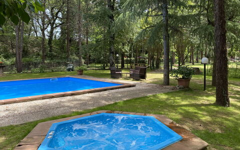 Villa Pania: Plant, Water, Botany, Shade, Tree, Outdoor Furniture, Natural Landscape, Grass, Rectangle, Leisure