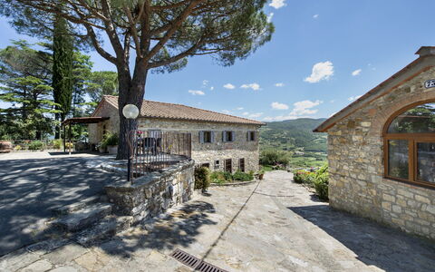 Casa San Piero: Sky, Plant, Building, Cloud, Window, Tree, Road Surface, Rural Area, Neighbourhood, Shade