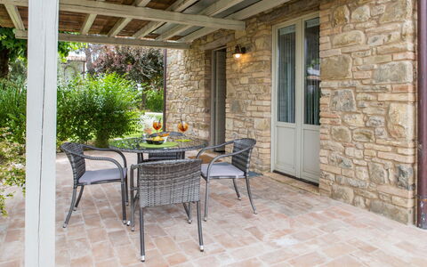 Villa Tavernacce: Furniture, Table, Plant, Building, Chair, Flowerpot, Window, Wood, Outdoor Table, Interior Design