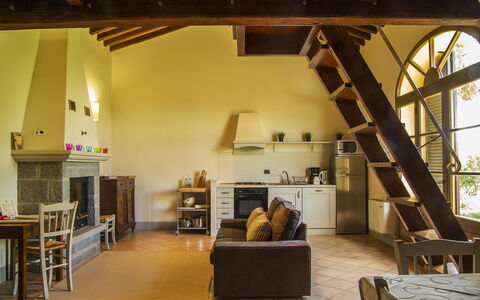 Orangerie Degli Ulivi: Property, Couch, Wood, Living Room, Interior Design, Floor, Flooring, Bookcase, Beam, Building