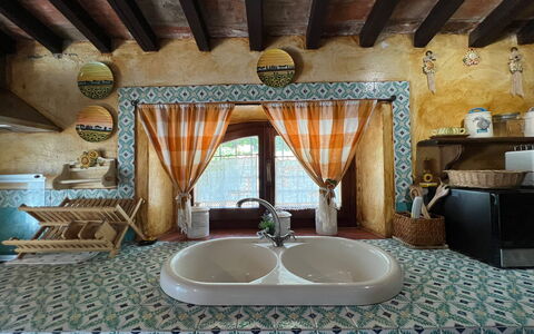 Villa Patrizia: Tap, Plumbing Fixture, Property, Building, Blue, Sink, Bathroom, Wood, Interior Design, House