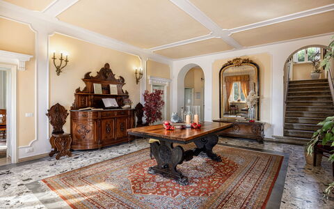 Villa Staggia: Furniture, Interior Design, Flooring, Wood, Floor, Ceiling, Living Room, Lighting, Chair, Room