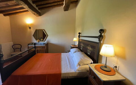 Podere La Sterza: Furniture, Property, Comfort, Wood, Lamp, Lighting, Bed, Bed Frame, Interior Design, Floor