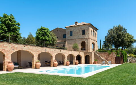 Podere D'Asso: Plant, Sky, Building, Water, Tree, Grass, House, Landscape, Residential Area, Leisure