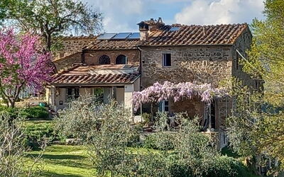 Podere Monteguidi: Flower, Plant, Sky, Building, Cloud, Window, Tree, Natural Landscape, House, Grass