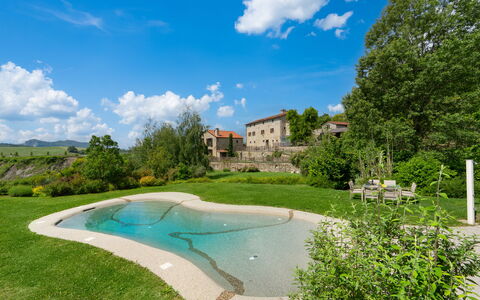 Villa Torre Delle Rose - Firenzuola, Private Pool,: Cloud, Sky, Plant, Water, Building, Nature, Tree, Azure, Natural Landscape, Swimming Pool