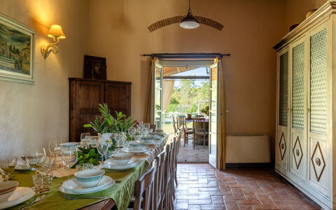 Villa Leopolda Selvarella: Furniture, Table, Chair, Kitchen & Dining Room Table, Dining Room, Restaurant, Eco Hotel, Houseplant, Outdoor Furniture, Outdoor Table