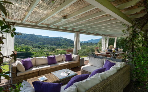 Luxury Green Marignana Villa, Versilia, Pool, Ac,: Property, Furniture, Plant, Shade, Interior Design, Chair, Outdoor Furniture, Leisure, Real Estate, Tree