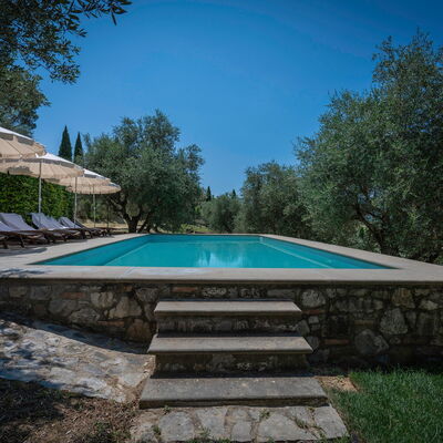 Villa Recanati, Val D'orcia, Private Pool, Jacuzzi: Water, Sky, Building, Plant, Swimming Pool, Shade, Tree, Rectangle, House, Outdoor Furniture