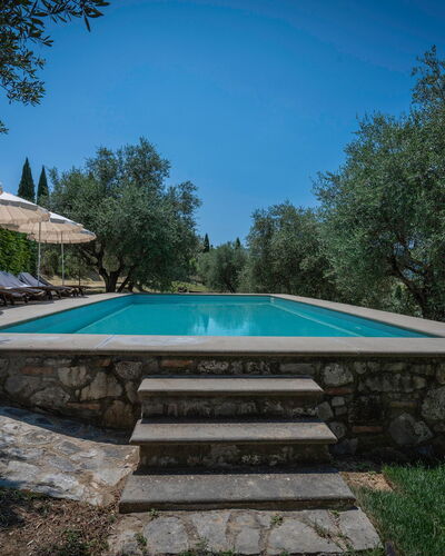 Villa Recanati, Val D'orcia, Private Pool, Jacuzzi: Water, Sky, Building, Plant, Swimming Pool, Shade, Tree, Rectangle, House, Outdoor Furniture