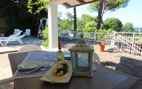 Pupa House: Table, Tableware, Plant, Furniture, Sky, Building, Tree, Chair, Interior Design, Outdoor Furniture