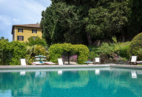 Castello Di Quarate: Water, Plant, Building, Sky, Tree, Natural Landscape, Chair, Cloud, Outdoor Furniture, Swimming Pool