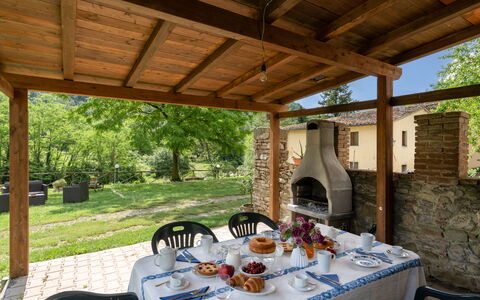 Locanda Di Alberi Without Kitchen: Table, Plant, Property, Building, Tableware, Shade, Interior Design, Tree, Outdoor Furniture, Wood