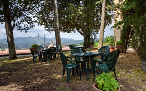 Villa Badiuzza: Plant, Furniture, Table, Chair, Sky, Tree, Shade, Outdoor Furniture, Outdoor Table, Wood