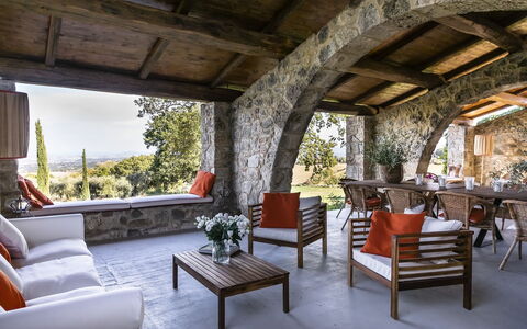 Villa Della Regina: Furniture, Property, Table, Plant, Building, Shade, Chair, Interior Design, Houseplant, Living Room