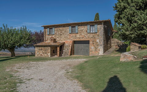 Orcia Panoramic View With Pool: Sky, Plant, Building, Property, Window, Tree, Land Lot, Cottage, Natural Landscape, House