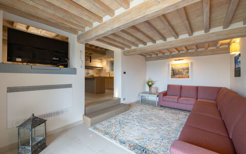 Villa Luana: Property, Couch, Comfort, Living Room, Architecture, Wood, Interior Design, Flooring, Floor, Wall