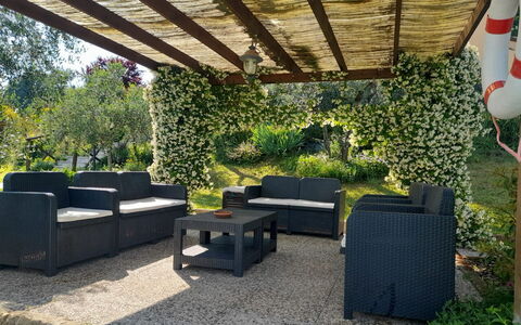 Villa Le Ripe Apartments - Gambassi Terme, Toscana: Plant, Property, Botany, Shade, Interior Design, Grass, Building, Table, Outdoor Furniture, Landscape