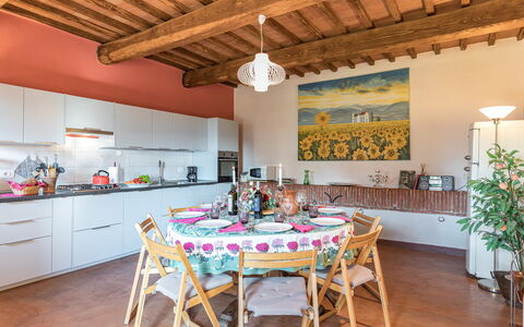 Villa Belvedere: Table, Furniture, Property, Plant, Cabinetry, Chair, Interior Design, Wood, Houseplant, Building