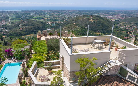 Villa Maestosa - Camaiore, Toscana: Sky, Daytime, Building, Plant, Tree, Urban Design, Condominium, Residential Area, Landscape, Tower Block
