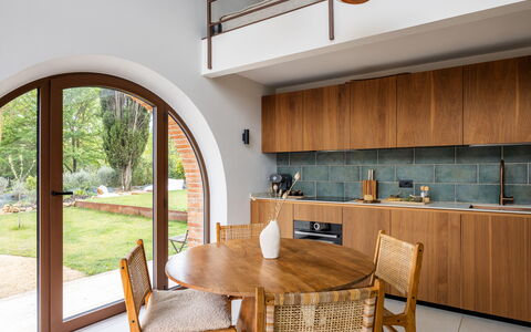 Pendolino Spereto Apartment With Pool, Montaione: Interior Design, Furniture, Wood, Flooring, Kitchen, Countertop, Floor, Lighting, Ceiling, Room