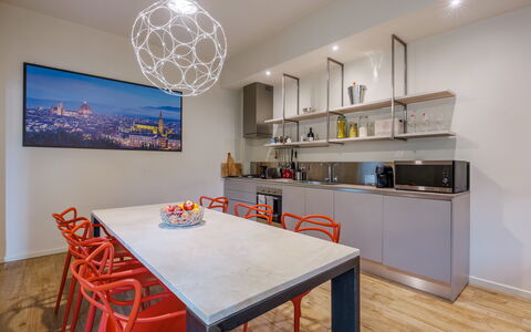 Lucy Florence Charming Modern Apartment Near Piazz: Furniture, Table, Property, Cabinetry, Chair, Wood, Lighting, Countertop, Interior Design, Flooring