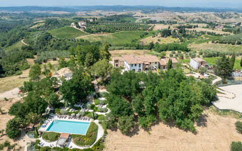 Coratina Spereto Apartment with Pool, Montaione: Tree, Residential Area, Landscape, Land Lot, Human Settlement, Estate, Swimming Pool, Bird'S-Eye View, Resort, Aerial Photography