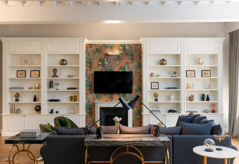 Bargello Penthouse Luxury Apartment in Florence by: Brown, Furniture, Property, Couch, Table, Plant, Picture Frame, Wood, Houseplant, Interior Design