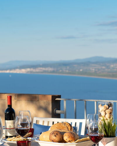 Sunset Sea View, Baratti, Populonia, Wifi, Ac: Sky, Water, Cloud, Food, Tableware, Table, Furniture, Property, Building, Azure
