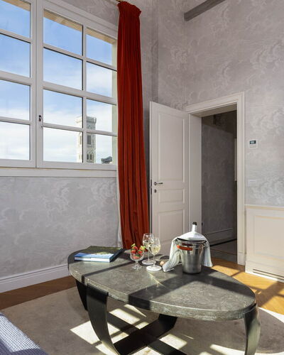 Torretta Penthouse: Interior Design, Ceiling, Flooring, Floor, Apartment, Room, Light Fixture, Molding, Living Room, Lamp