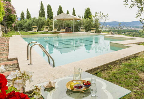 Villa Montegattoli, Pool, Landscape, Wifi, Ac: Water, Property, Sky, Plant, Azure, Tableware, Swimming Pool, Architecture, Tree, Outdoor Furniture
