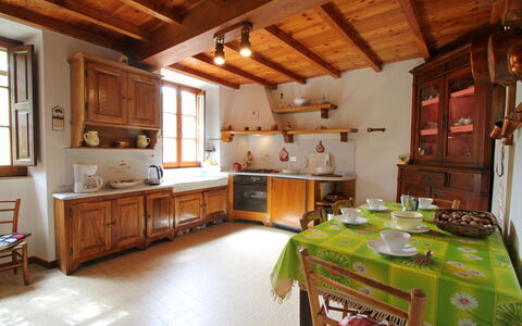 Casa Le Grotte: Cabinetry, Furniture, Table, Window, Countertop, Food, Wood, Interior Design, Kitchen Appliance, Kitchen