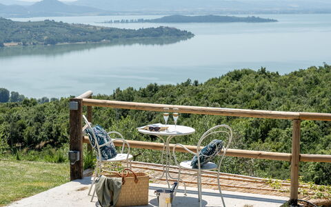 Villa Paradise: Water, Sky, Plant, Lake, Mountain, Outdoor Furniture, Chair, Table, Tree, Leisure