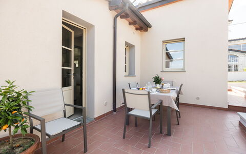 Villacolle 1, Poggio a Caiano, Hot Tub, Wifi, Ac: Furniture, Plant, Table, Window, Flowerpot, Houseplant, Building, Wood, Interior Design, Chair