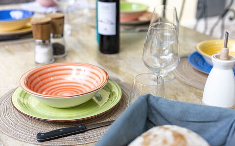 Villa Chicco: Tableware, Dishware, Drinkware, Table, Plate, Cup, Serveware, Bottle, Food, Wood